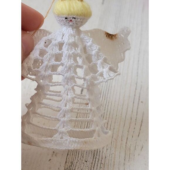 White laced blonde angel halo ornament xmas decor - Picture 2 of 6